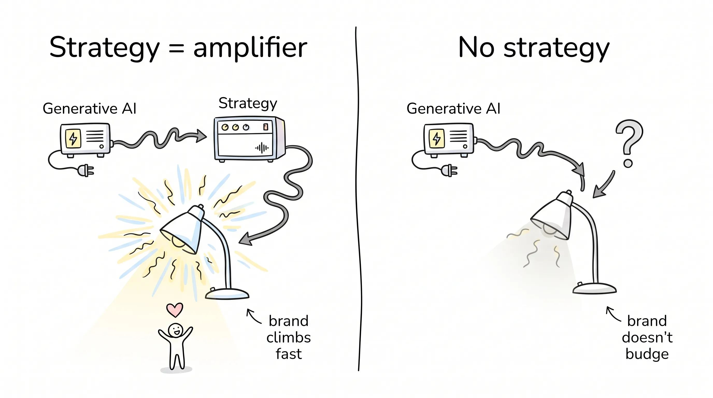The moderating effect: with a cross-border e-commerce strategy as the amplifier the brand climbs fast; without one the lamp stays dim