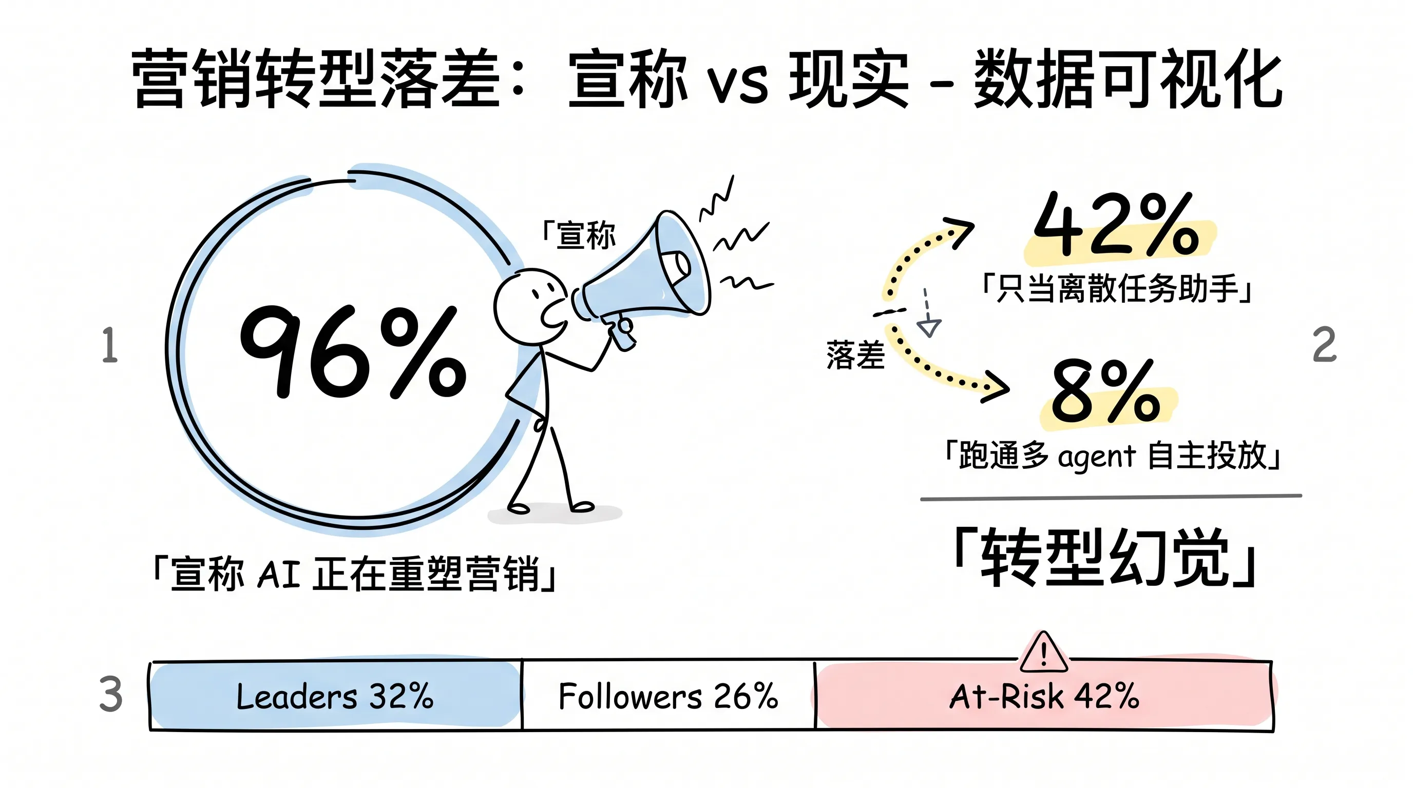 96% 宣称对 8% 跑通:营销转型落差分层