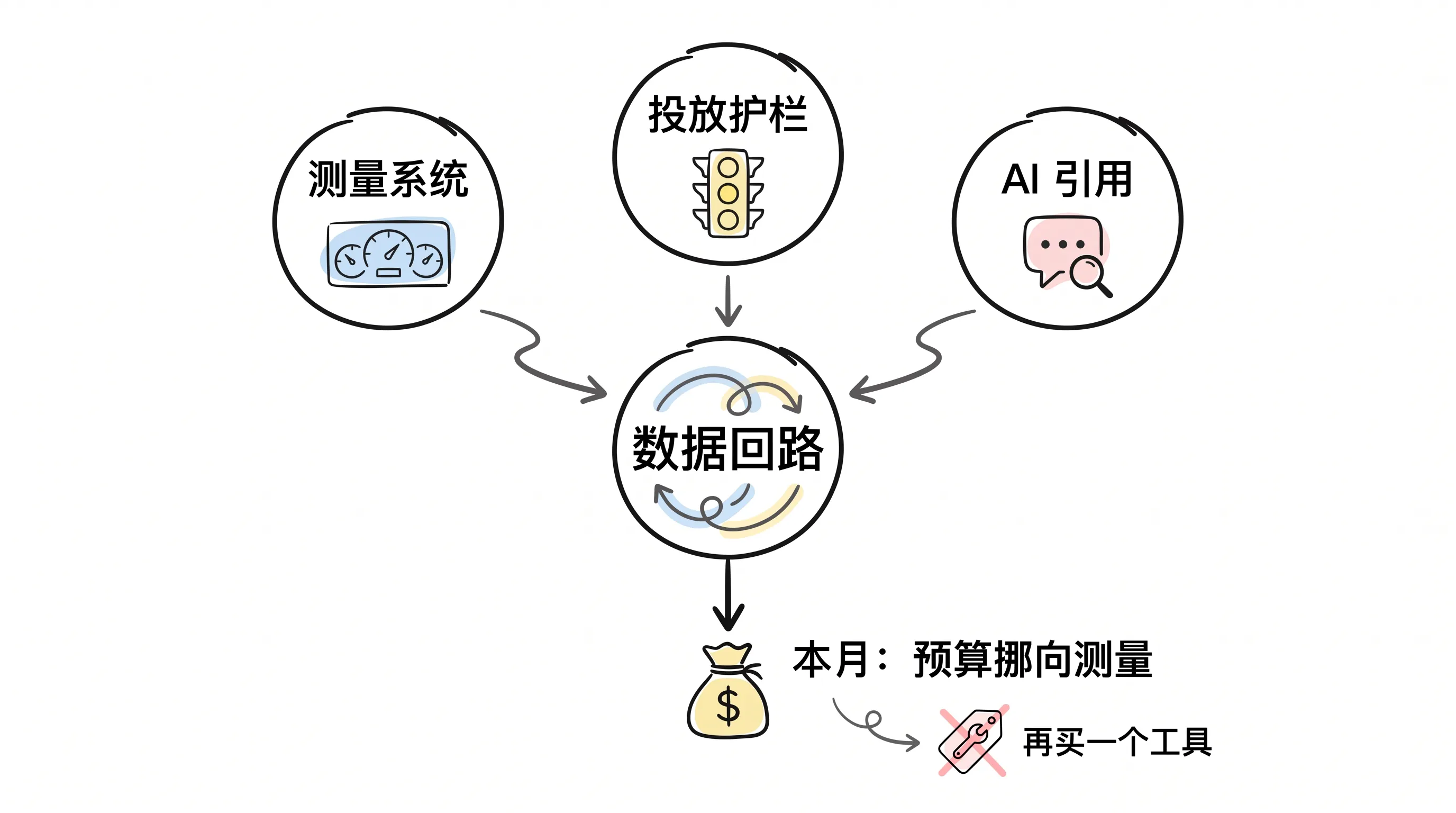 三个方向汇聚到数据回路:本月预算挪向测量