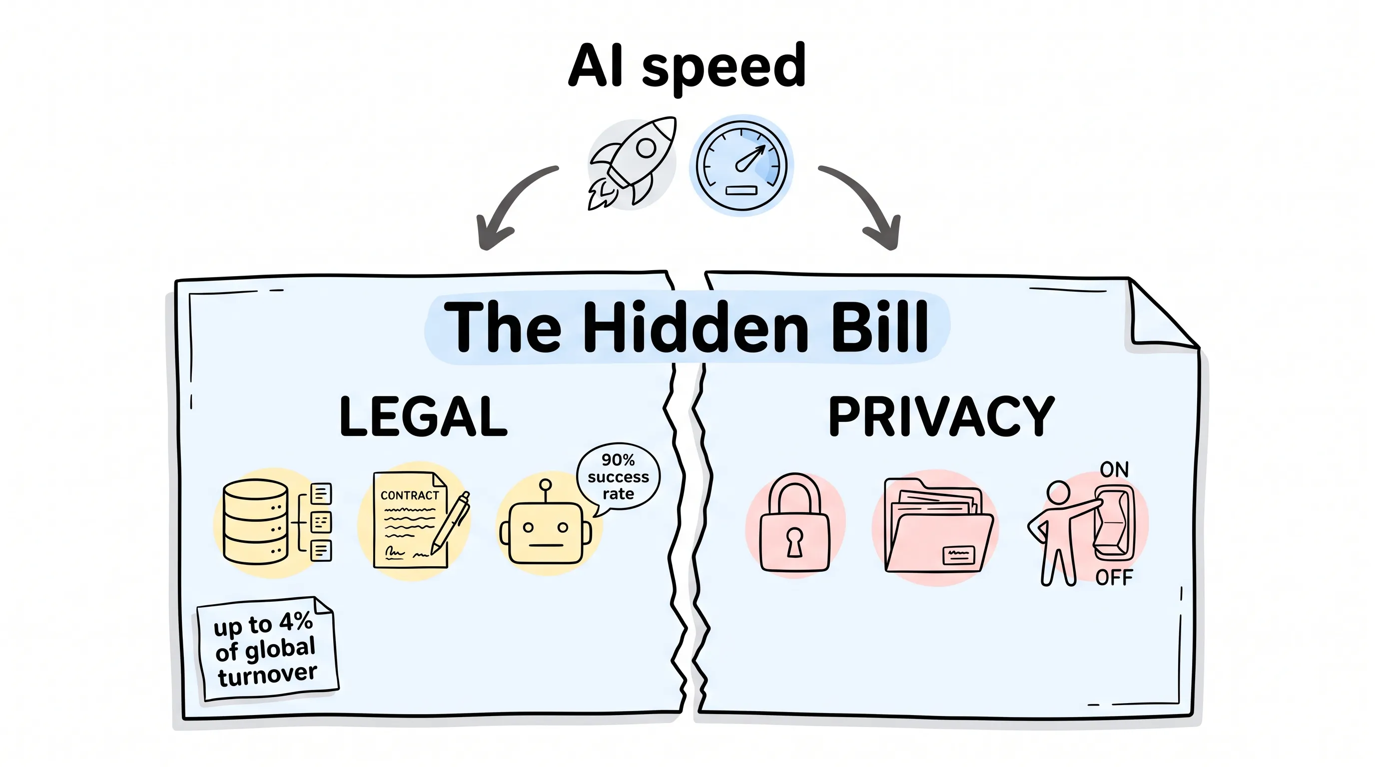 The hidden bill behind AI marketing efficiency, split into a legal half and a privacy half