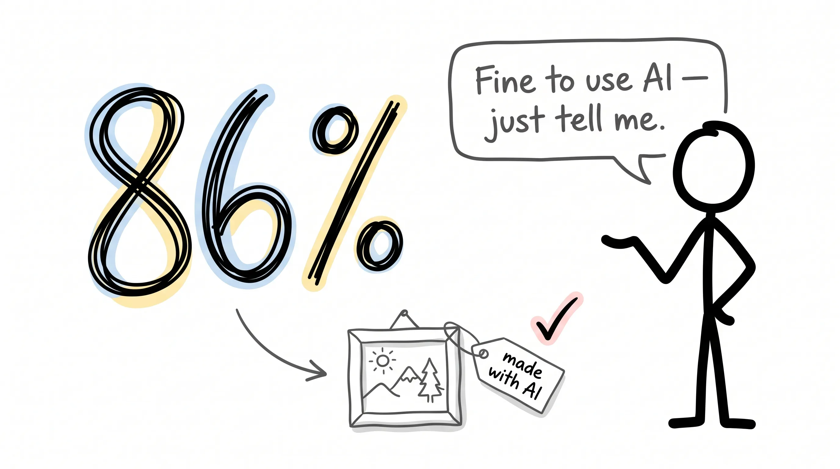 86% of consumers say: using AI is fine, but you must tell me when content is made with AI